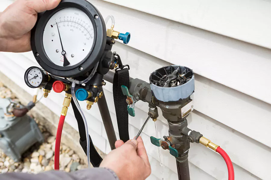 Backflow prevention assembly testing with test gauges