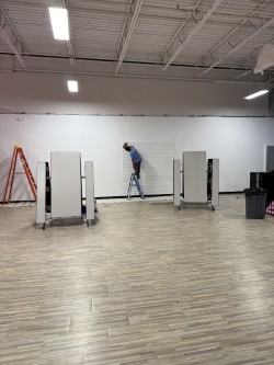 Commercial interior during painting